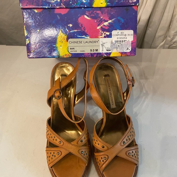 Chinese Laundry camel leather heels with ankle straps various sizes  all NIB - Picture 7 of 7